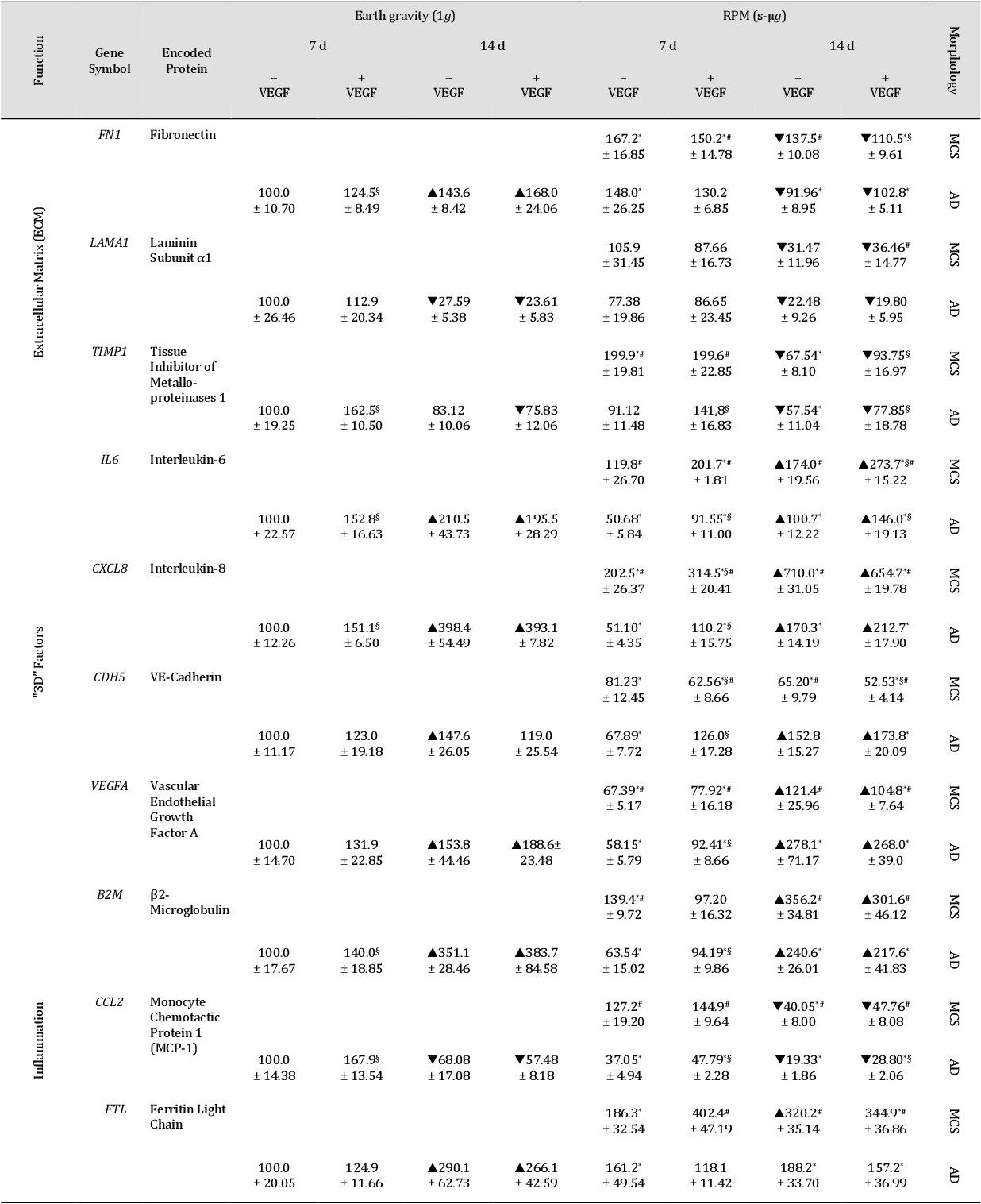 Cell Seeding Density Chart